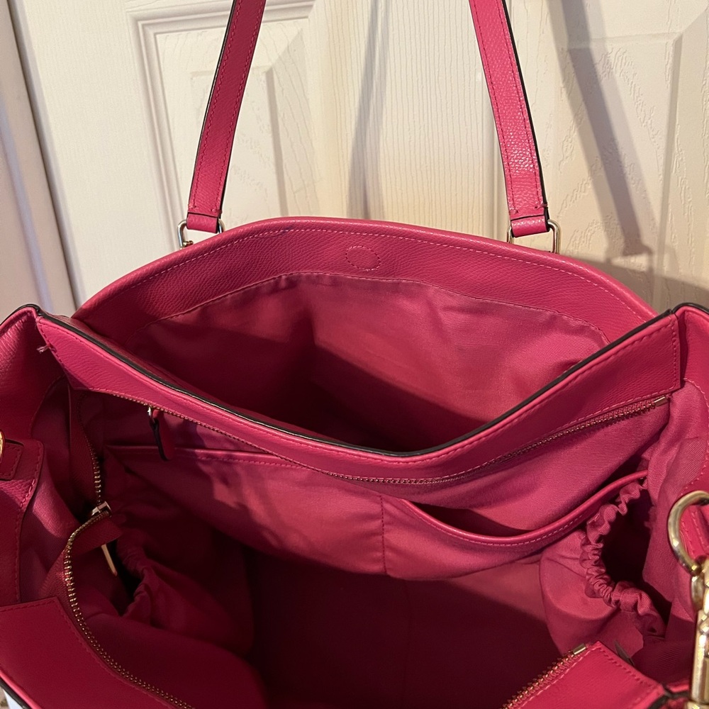 Coach Dahlia Diaper Bag – Pink Pebbled Leather Tote | Large Designer Baby Bag - Picture 9 of 14